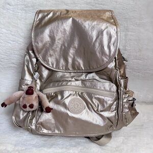 Kipling Ezra Travel Bag Backpack Starry Gold Metallic NWT $129
